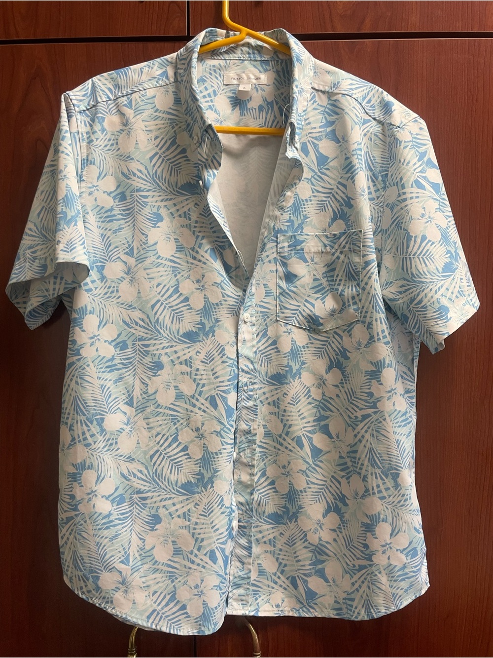 Light Blue Floral Short-Sleeve Men's Shirt